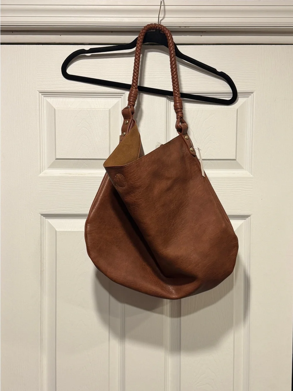 Anthropologie Leather Hobo Shoulder Bag in Cognac Brown